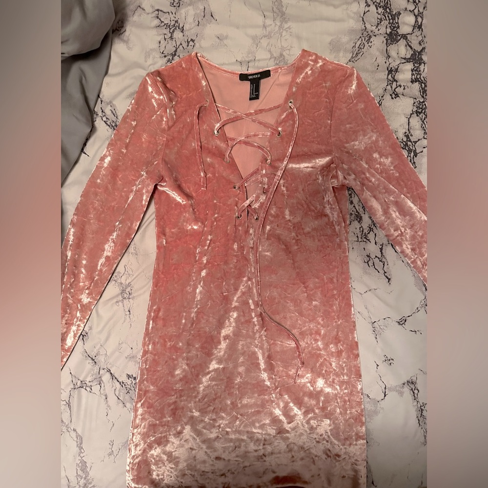 Pink velvet dress